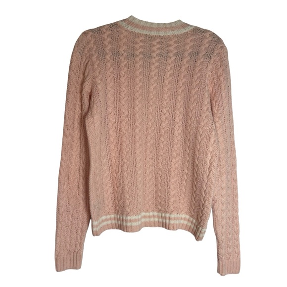 Lauren Ralph Lauren Light Pink V-Neck Medium Cricket Cable Knit Sweater - Picture 2 of 5